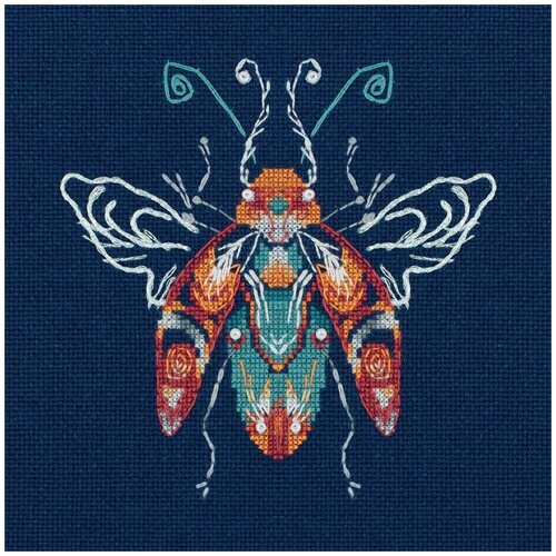 Набор для вышивания Panna J-7228 Фантазийные жуки. Бирюза и пламя , 12,5х13 см