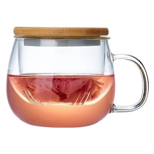 Кружка чашка заварочная стеклянная, Formula Tepla, прозрачная, жаропрочная для чая, кофе и напитков, 500 мл.