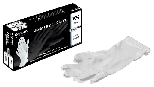 Kapous Professional Перчатки нитриловые Nitrile Hands Clean, неопудренные, текстурированные, нестерильные, Белый, М, 100 шт
