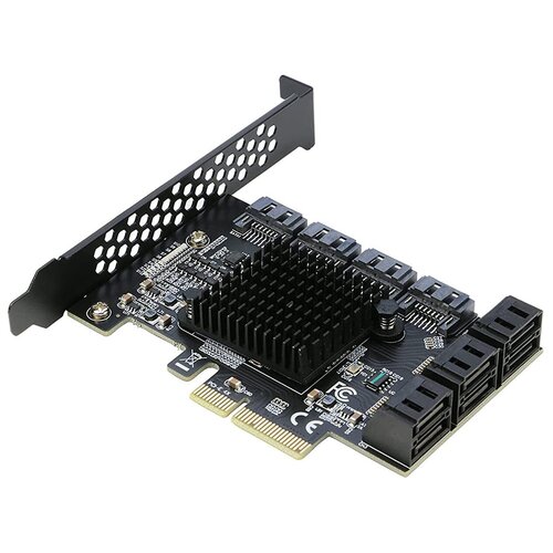 Контроллер PCIe x4 v3.0 (ASM1166+JMB585) 10 x SATA, SATA 3.0 (6Gb/s) | ORIENT AJ1166S10 sata pcie adapter 6gbps 4 ports sata iii revision 3 0 to pci express 3 0 x1 controller expansion card for windows macos linux