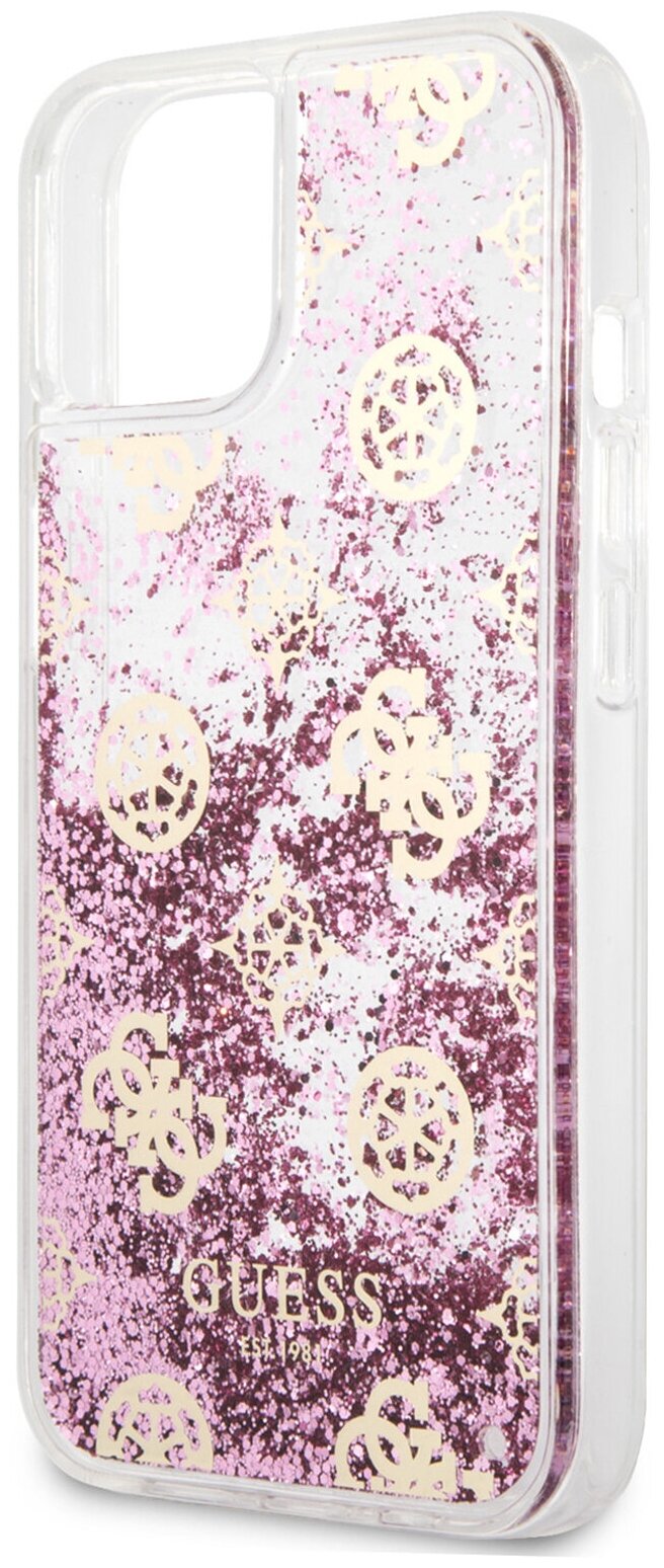 Guess для iPhone 13 mini чехол Liquid Glitter Peony Hard Pink