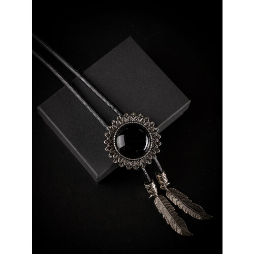 Галстук , черный, серебряный галстук боло серебряный blossom jewellery луны 1 шт