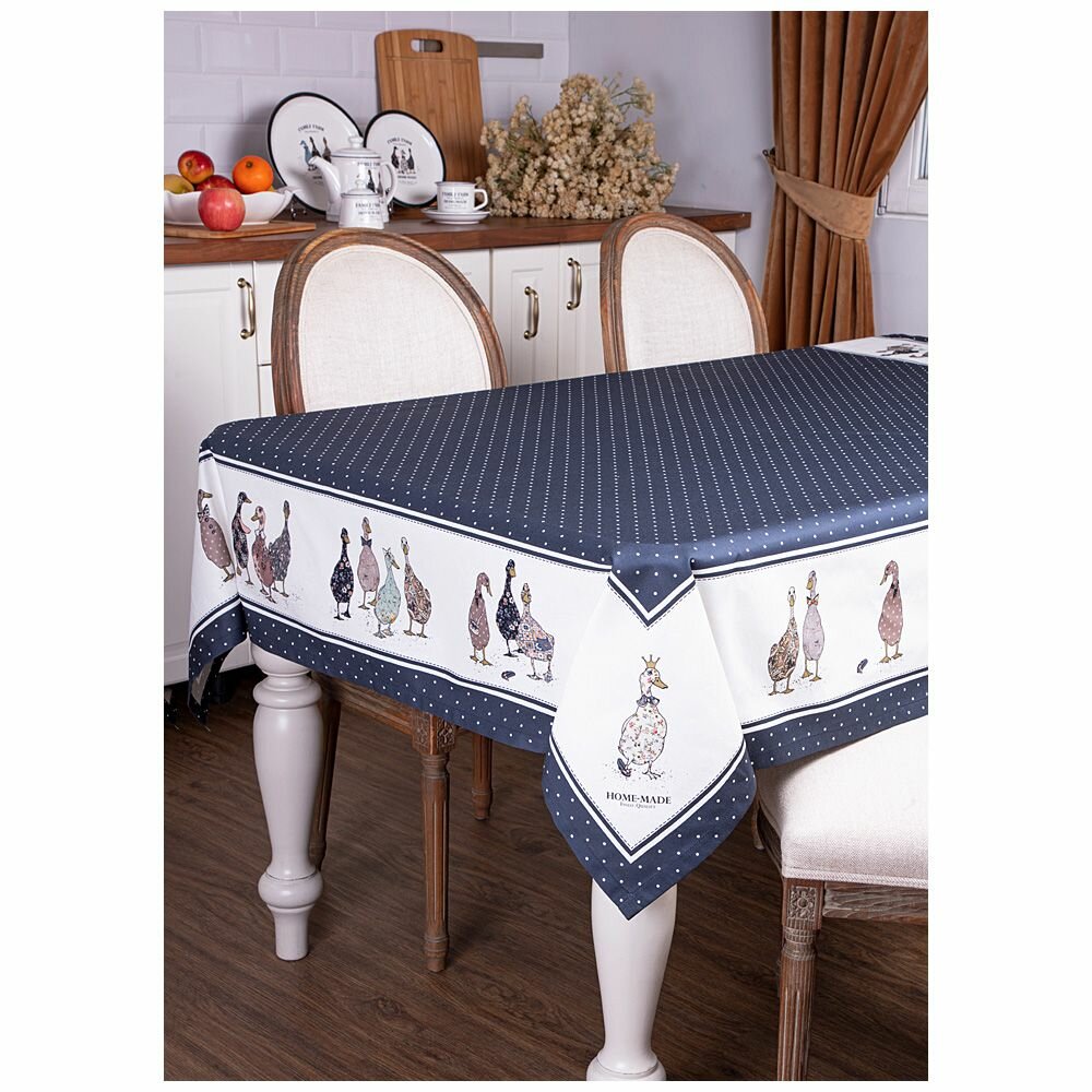 фото Скатерть family farm 140х180см, синий, 100% хлопок, твил с пропиткой KSG-850-742-2