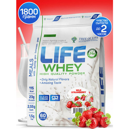 LIFE WHEY 1800 gr, 60 порции(й), клубника life protein 1800 gr 60 порции й клубника