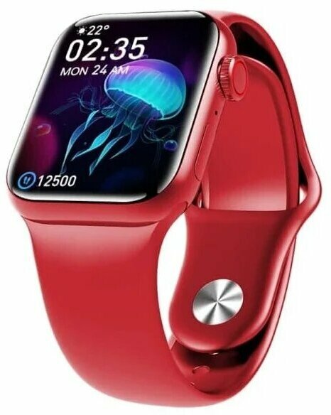 Умные часы Smart watch M26 Plus, 44mm, беспроводная зарядка, активная кнопка и колесико, красный