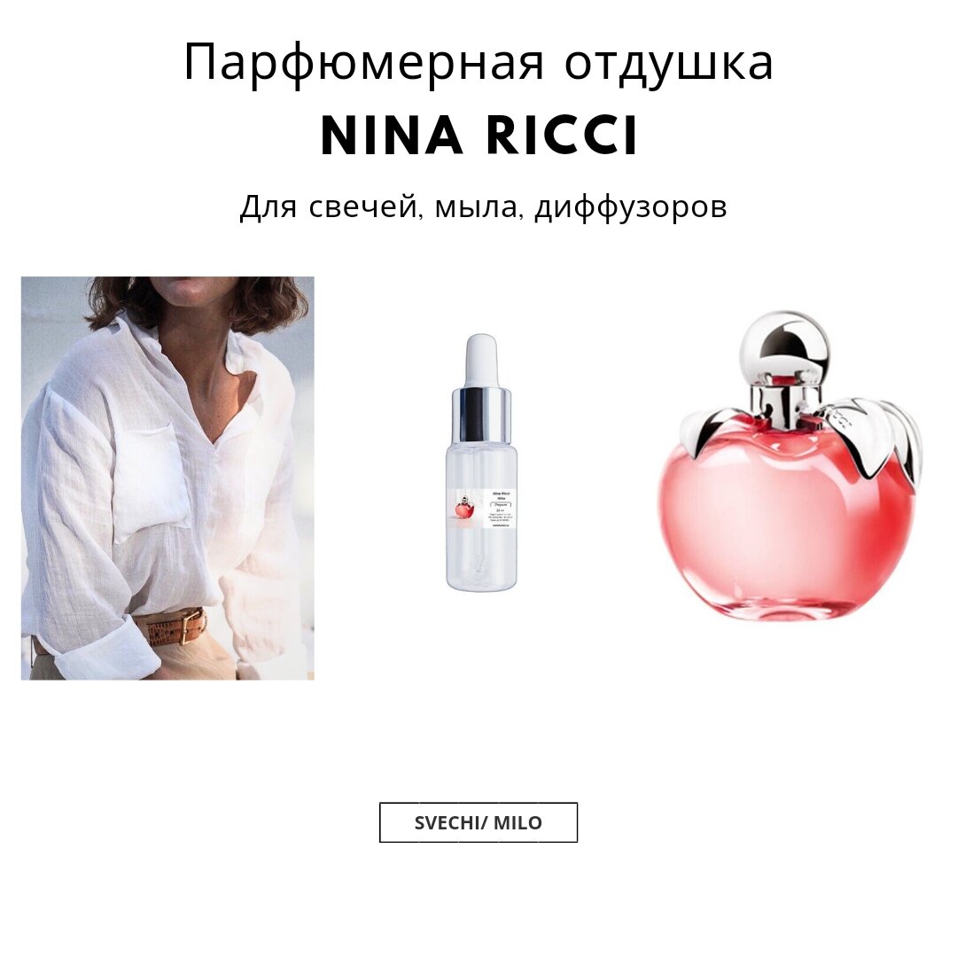 Парфюмерная отдушка Nina Ricci 20 мл для изготовления свечей, мыла и диффузоров