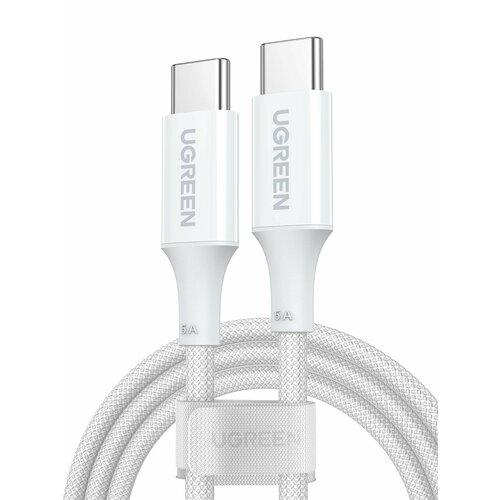 кабель ugreen 60519 1 5 м белый Кабель UGREEN US557 (15269) USB-C to USB-C PD Fast Charging Silicone Braided Cable. Длина: 2 м. Цвет: белый