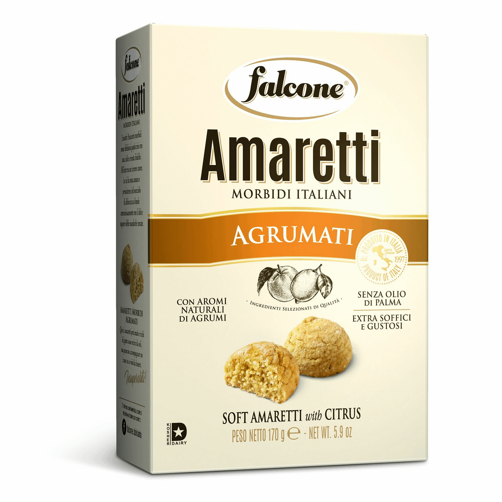 Печенье сдобное Falcone Amaretti (Амаретти) мягкие со вкусом цитрусовых, 170г