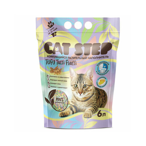 Cat Step Комкующийся растительный наполнительTofu Tutti Frutti 6 л 20333013 2,8 кг 59038 (2 шт) наполнитель для кошачьего туалета cat step tofu tutti frutti комкующийся растительный 6л