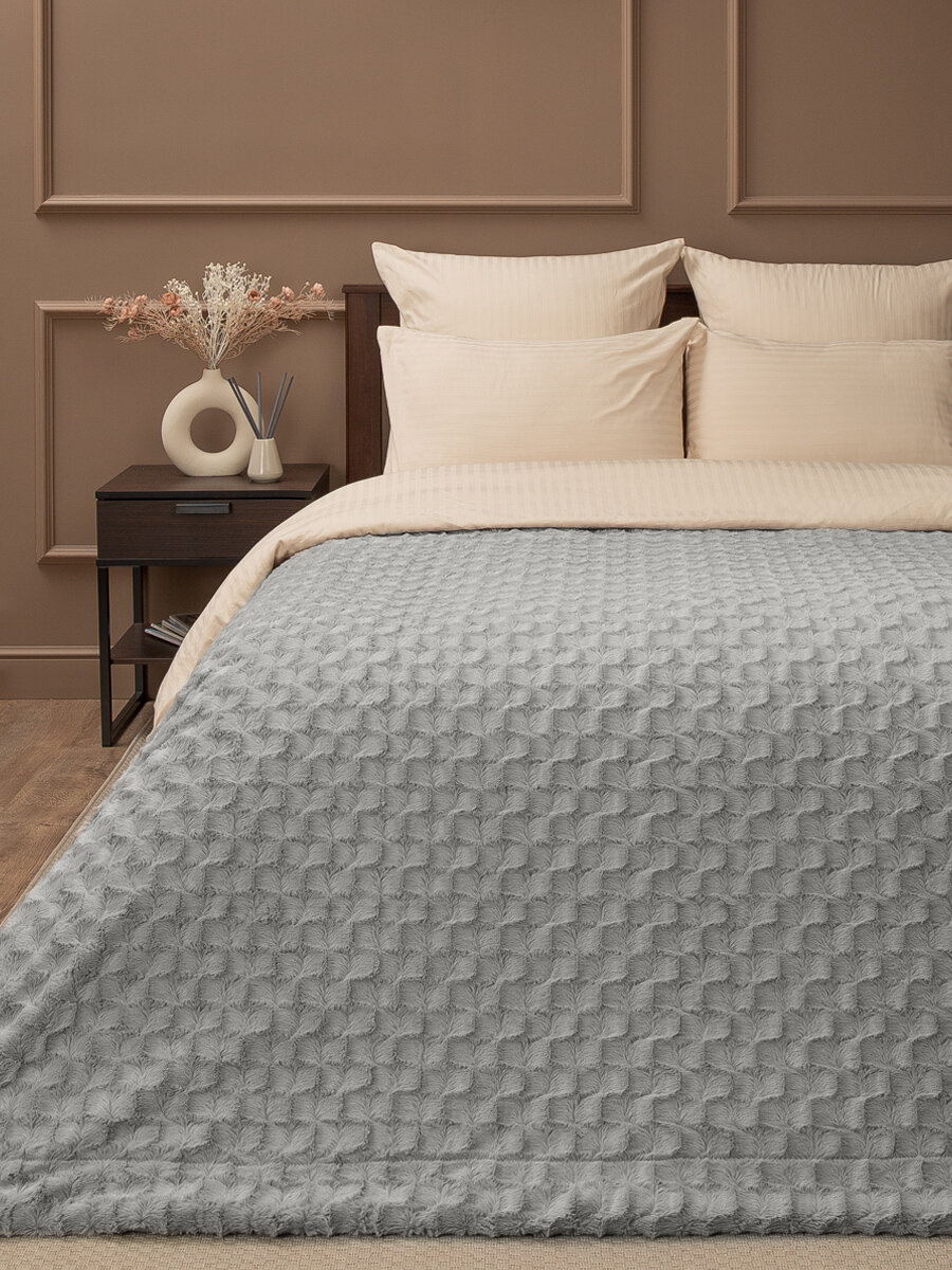 фото Плед Buenas Noches Мягкий мех Черепица 160х220 см Серый