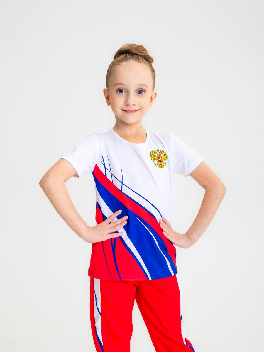 Футболка Sport&K спортивная футболка, размер 28, белый/синий/красный