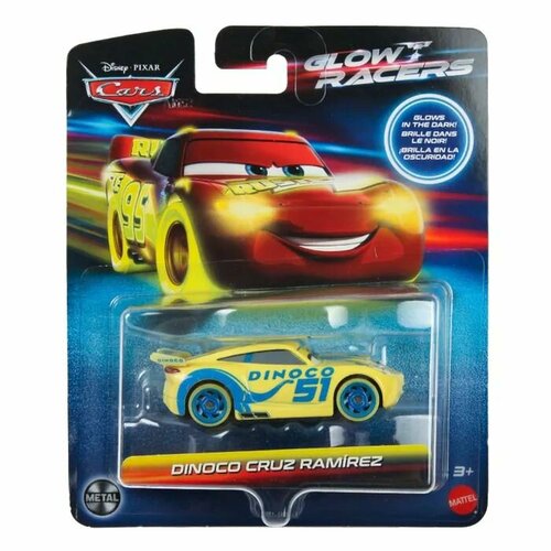 Машинка Cars Герои мультфильмов Glow Racers Dinoco Cruz Ramirez HPG81