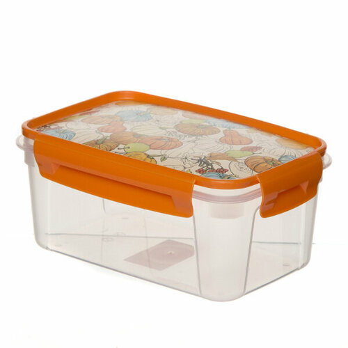 Контейнер для продуктов LOCK&OK с декором 1,1л (Оранжевый)