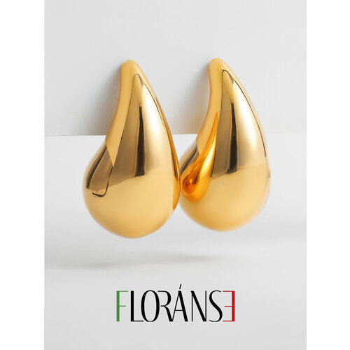 Серьги пусеты FLORANSE размер 25 мм золотистый 410₽