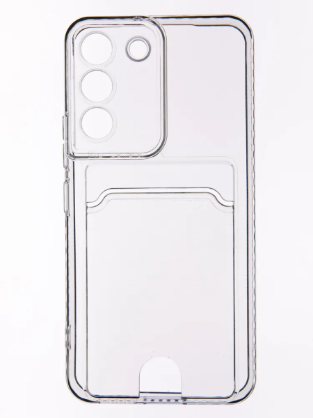 Накладка силикон для Samsung Galaxy S22 c отделом для хранения карт Прозрачная