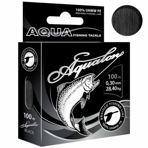 плетеный шнур для рыбалки aqua aqualon olive 0 35mm 100m Плетеный шнур для рыбалки AQUA Aqualon Black 0,30mm 100m