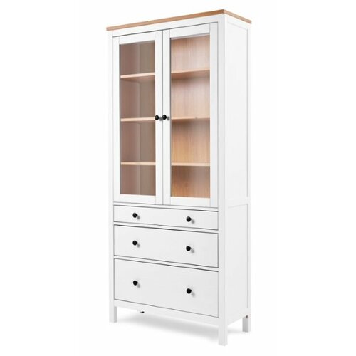 Шкаф-витрина со стеклом Хемнэс Hemnes Кымор 90х198х37 3 ящика белый светло-коричневый 33162₽