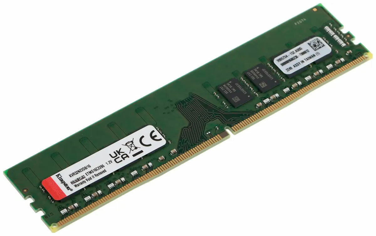 Оперативная память Kingston ValueRAM CL22 KVR32N22D8/16, 16Gb, DDR4, 3200 МГц — фото 1