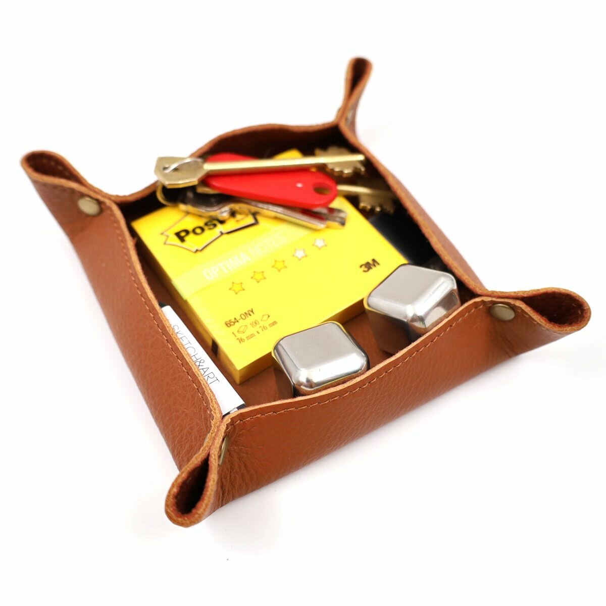 Кофр для хранения ключей, мелочи из натуральной кожи, Kofry Brandi J.Audmorr, светло-коричневый, 12х12 см