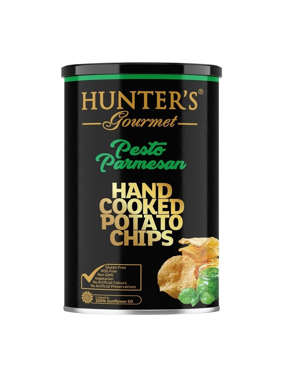 Чипсы картофельные Hunter s Gourmet (Песто Пармезан) 150г, банка