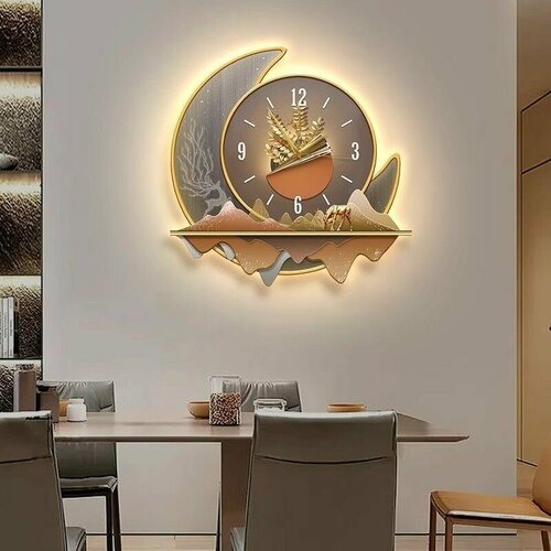 Светящиеся настенные часы в форме луны