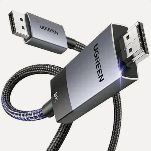 Изображение товара Кабель UGREEN DP115 (80395) DisplayPort to HDMI 8K@60Hz Cable. Длина: 1м. Цвет: серый