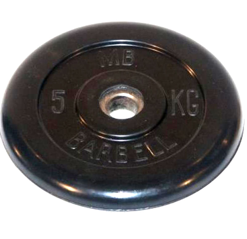 Диск обрезиненный MB Barbell d 26 мм чёрный 5,0 кг