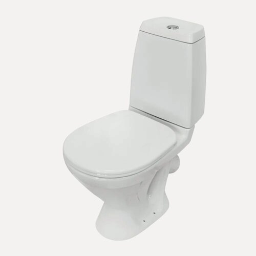 Изображение товара Унитаз-компакт напольный Sanita Кама стандарт фарфоровый, белый, глянцевый, овальный, с нижним подводом, сиденье для унитаза в комплекте