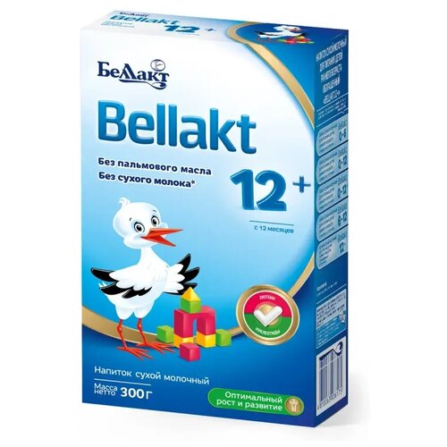 Смесь Беллакт 12+ без пальмового масла, с 12 месяцев, 300 г, 300 мл беллакт напиток сухой молочный для питания детей раннего возраста обогащенный bellakt 12 300 г