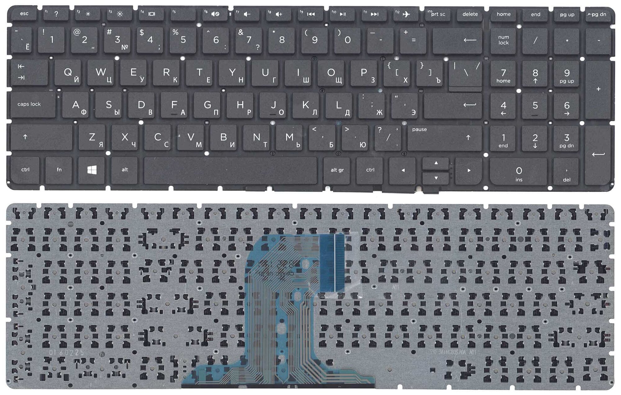 Клавиатура для ноутбука AMPERIN HP Pavilion 250 G4 G5 255 G4 15-af черная без рамки