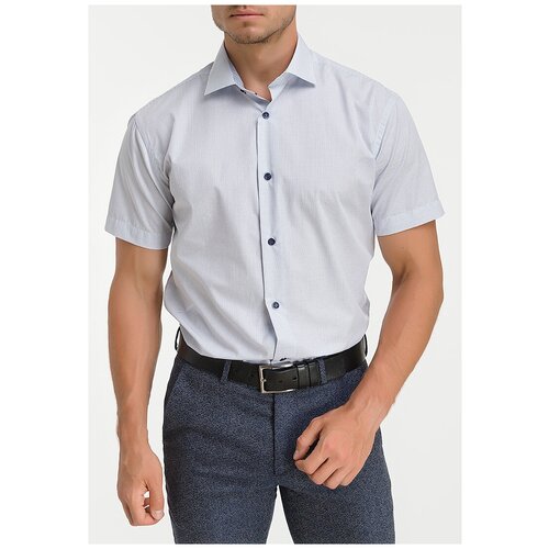 фото Рубашка мужская короткий рукав greg 124/101/9550/z/1p_gb, полуприталенный силуэт / regular fit, цвет белый, рост 174-184, размер ворота 40