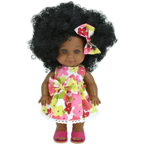 Кукла Бетти темнокожая, в платье с цветами