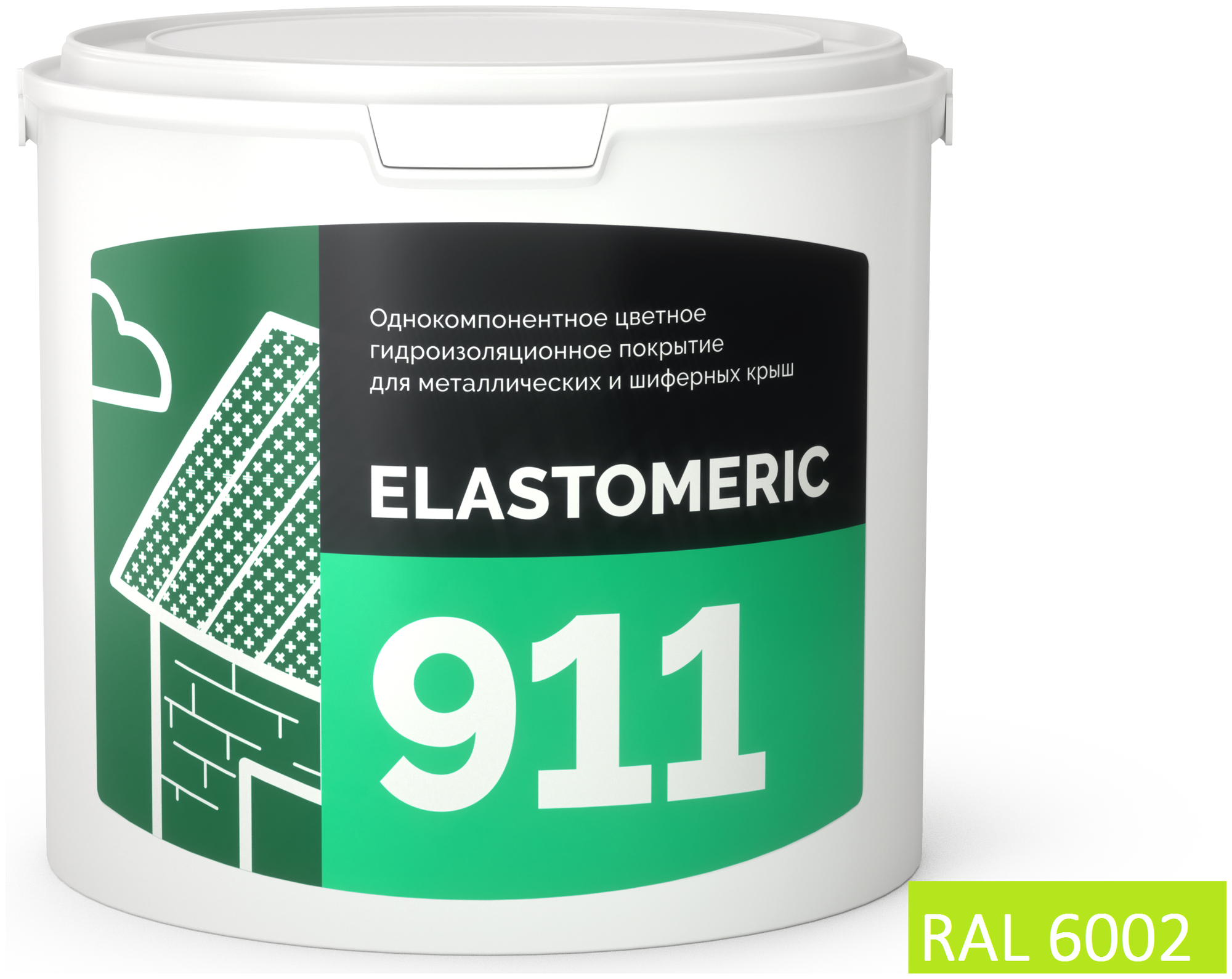 Покрытие для гидроизоляции и окраски металлических крыш Elastomeric 911 (3кг.), зеленая листва - фотография № 1