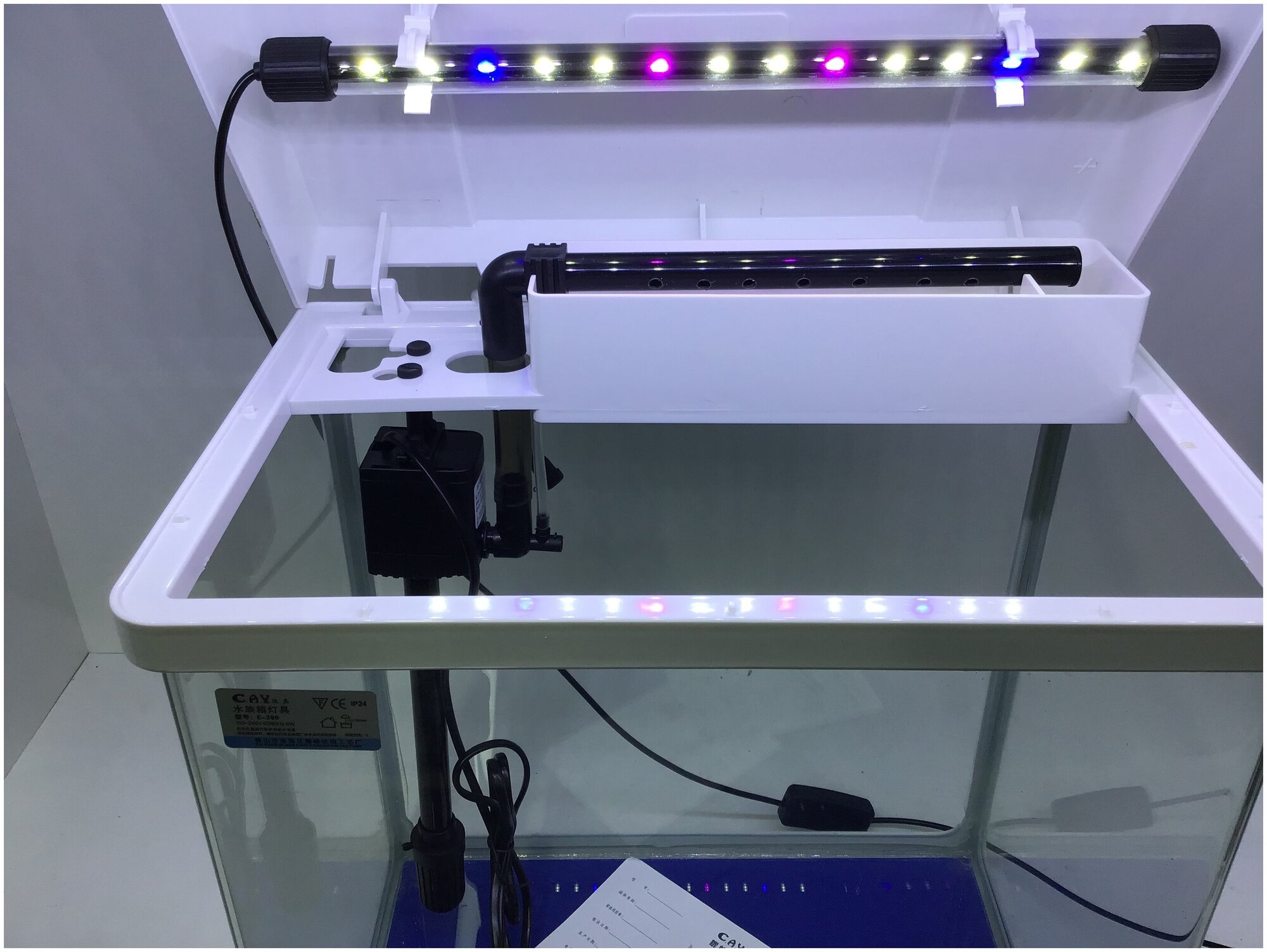 Аквариум 35 литров, аквариумный комплекс E - 380, аквариум для рыб белый с оборудованием, освещение, фильтр, наполнитель, для дома и офиса - фотография № 9