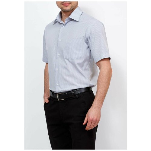 фото Рубашка мужская короткий рукав casino c221/0/994/z, полуприталенный силуэт / regular fit, цвет голубой, рост 174-184, размер ворота 39