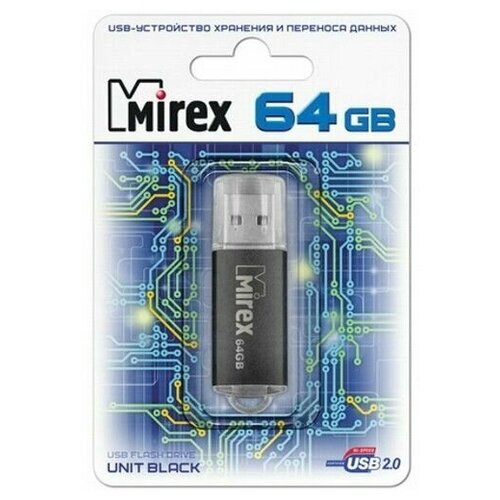 USB-накопитель Mirex 64GB, USB 2.0 (черный)