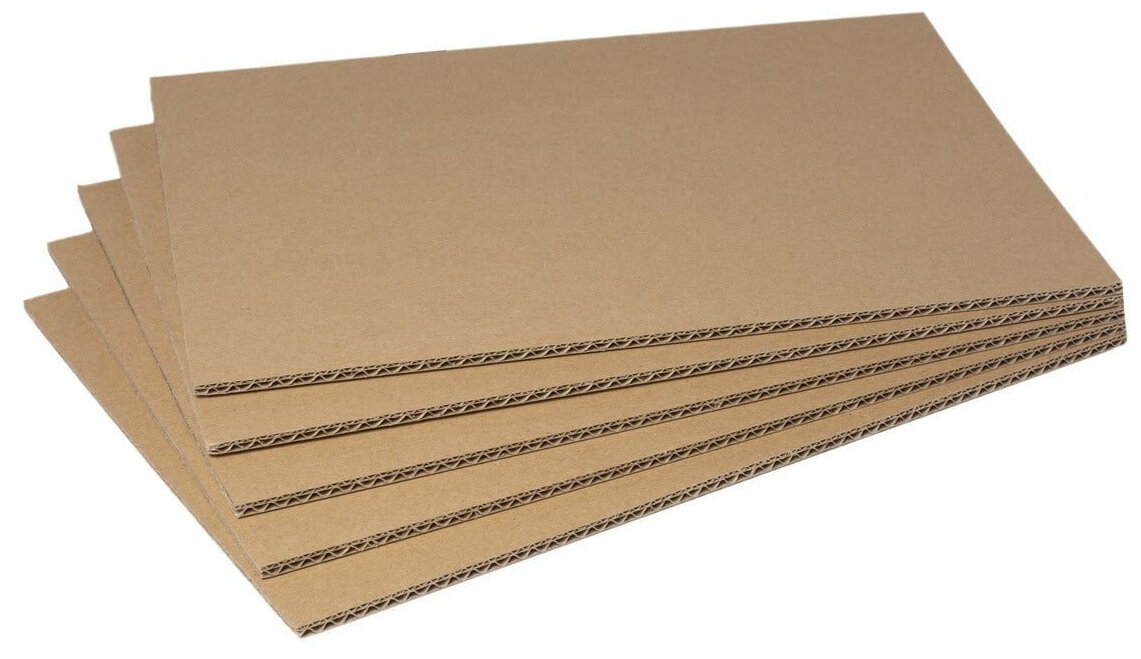 Листовой гофрокартон П32 5 слоев. Пятислойный картон для упаковки. 10 х 20. 20 листов