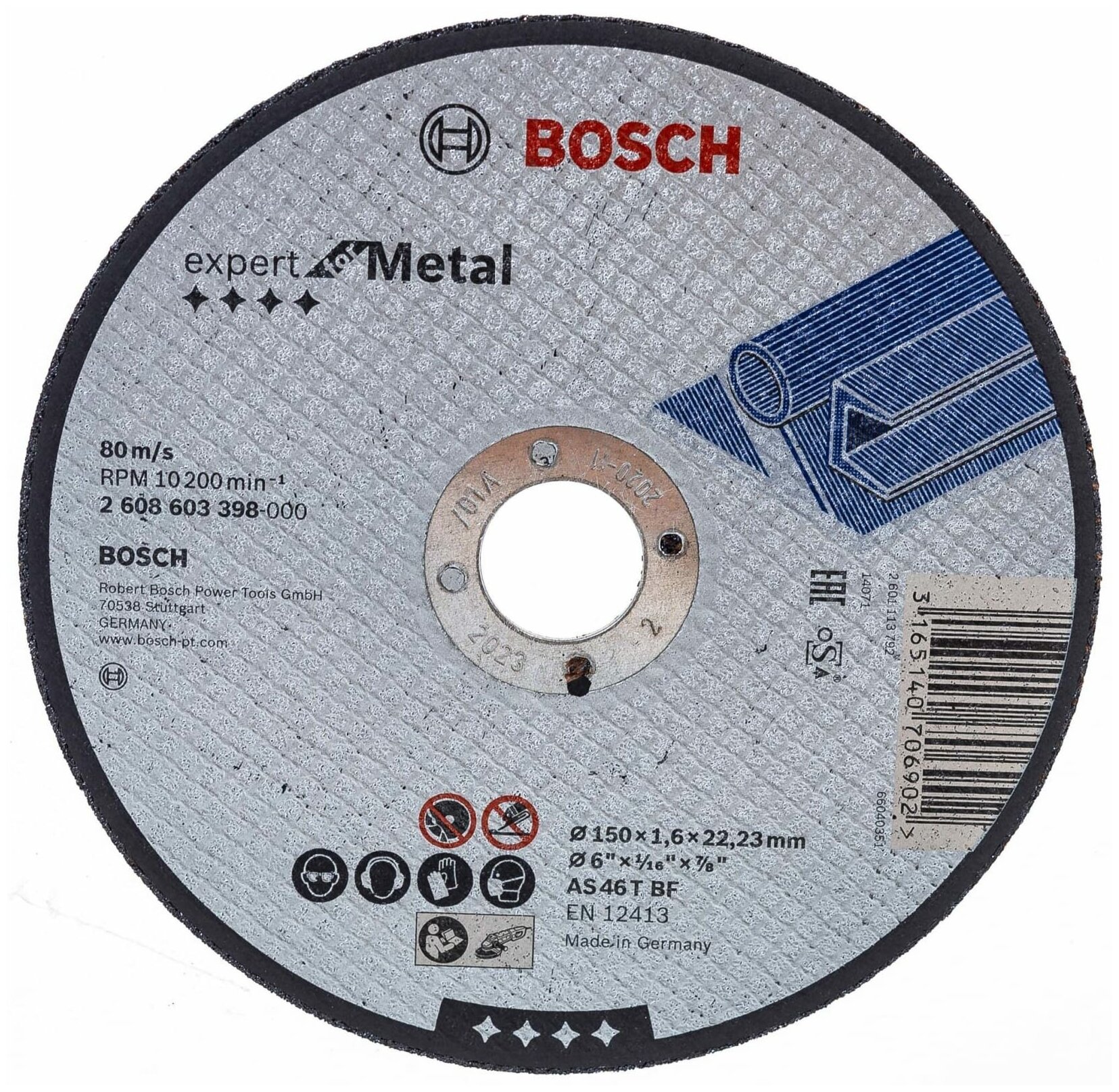 Отрезной круг металл 150x22.2х1.6 мм Bosch 2.608.603.398