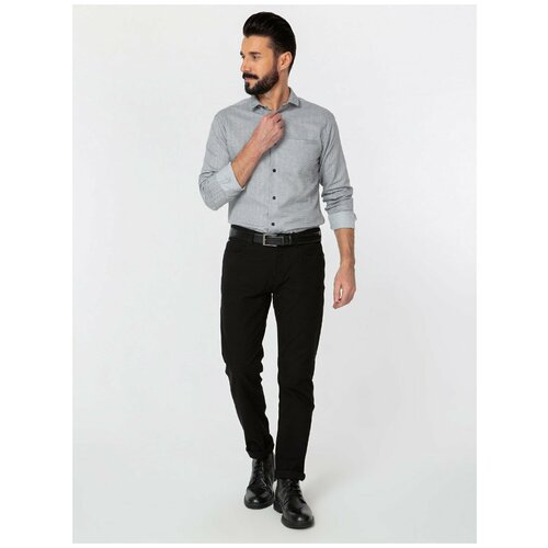 фото Рубашка мужская длинный рукав greg 333/131/1091/z/1p, полуприталенный силуэт / regular fit, цвет серый, рост 174-184, размер ворота 43