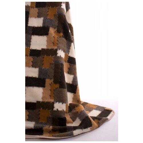 Плед из овечьей шерсти заплатка коричневая 150х200