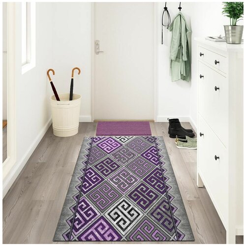 Ковер RUNA коричневый, палас с геометрическим узором, дорожка на пол в комнату, на кухню, в коридор, с петлевым ворсом, недорого, 1 x 5 м