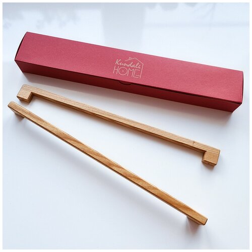 Ручка мебельная, деревянная, усиленный рейлинг Kira от Kundali Shop, 34см, комплект 2шт.
