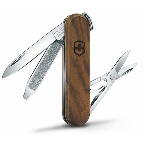 Нож-брелок VICTORINOX Classic SD, 58 мм, 5 функций, деревянная рукоять