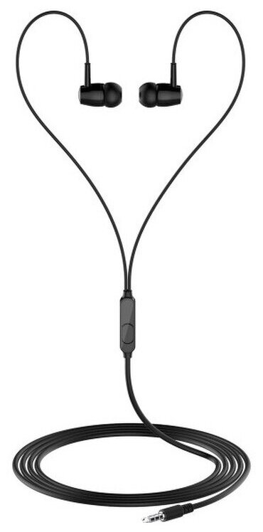 Наушники проводные с микрофоном внутри канальные черные Original Stereo Earphones Sound Music Bass Hi-Fi Audio