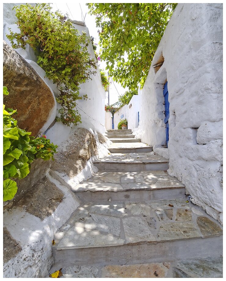 Фотообои Уютная стена "Живописная лестница на острове Тинос. Греция" 220х270 см Бесшовные Премиум (единым полотном)