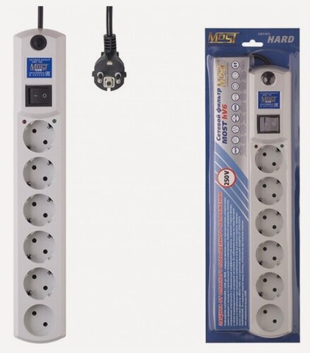 Изображение товара Сетевой фильтр Most HV6 2м (6 розеток) белый (коробка)
