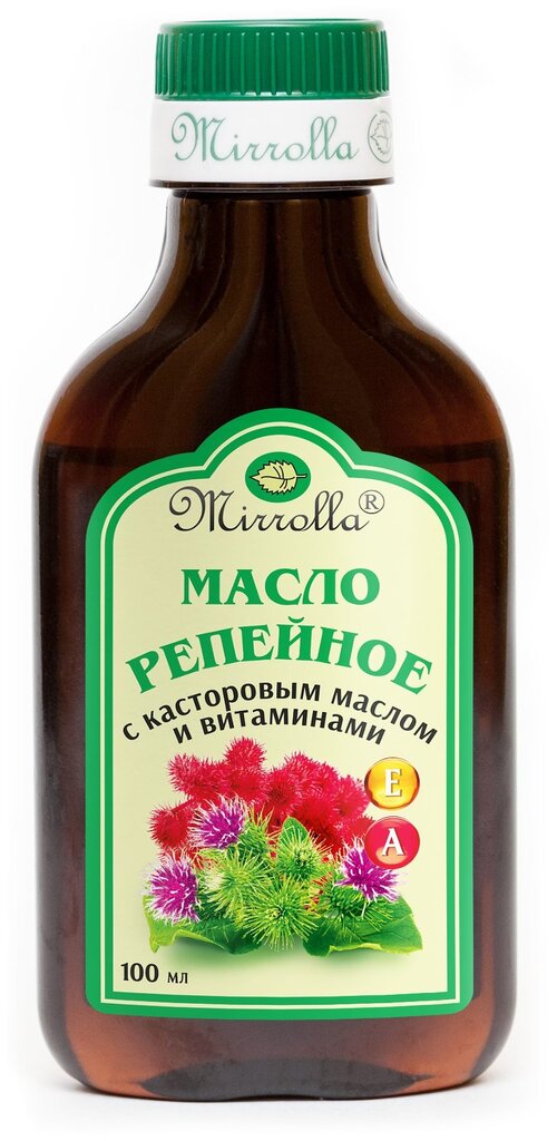 Mirrolla Репейное масло с касторовым маслом и витаминами, 168 г, 100 мл, бутылка