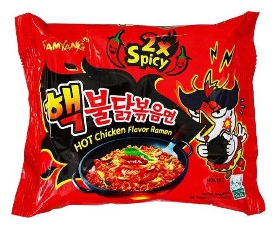 Samyang Лапша быстрого приготовления Hot chicken 2x spicy 140 г