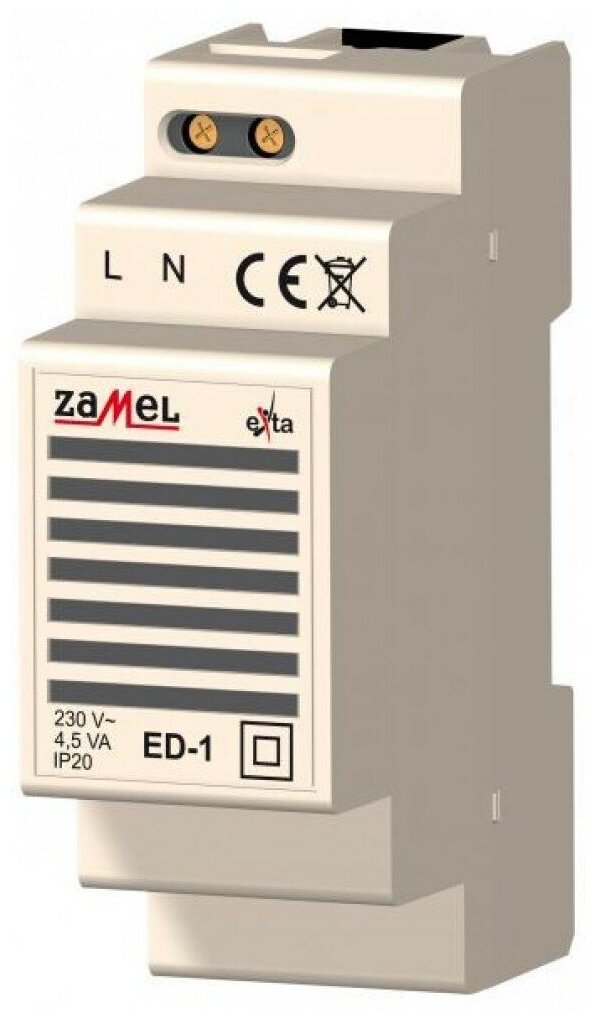 Zamel Звонок электромеханический 230VAC на DIN рейку 2мод ED-1 (10 шт.)