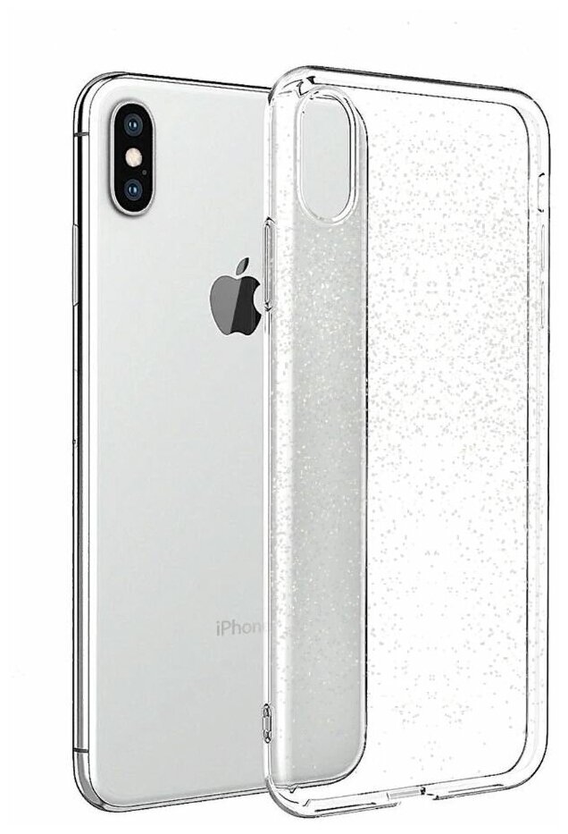 Силиконовый чехол MultiShop прозрачный с блестками для Apple iPhone X/XS